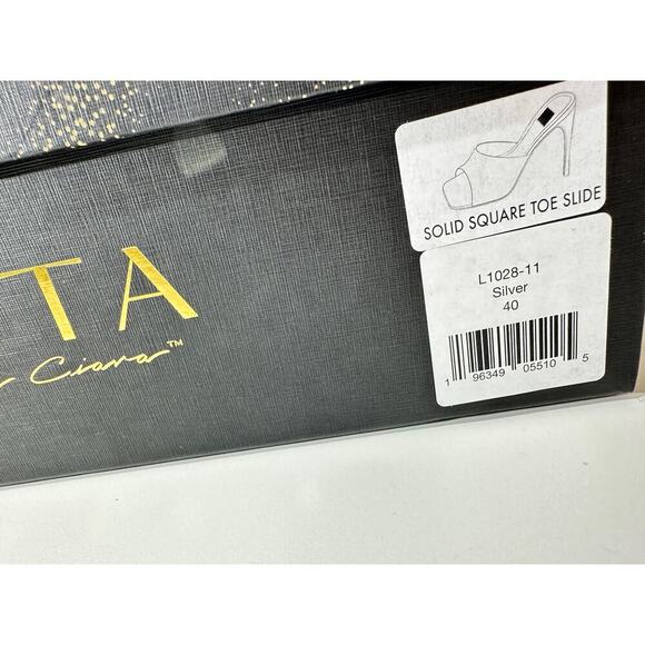 LITA by CIARA Solid Square Toe Leather Slide Heel in Silver Sz 40EU / 9US - Picture 8 of 9